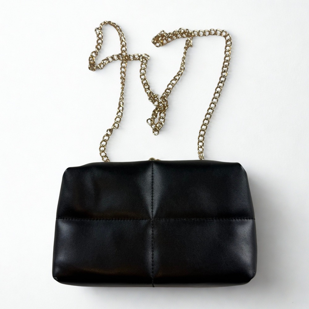 Puffy Crossbody Clutch Bag Small Black Quilted Padded Gold Chain Strap A New Day